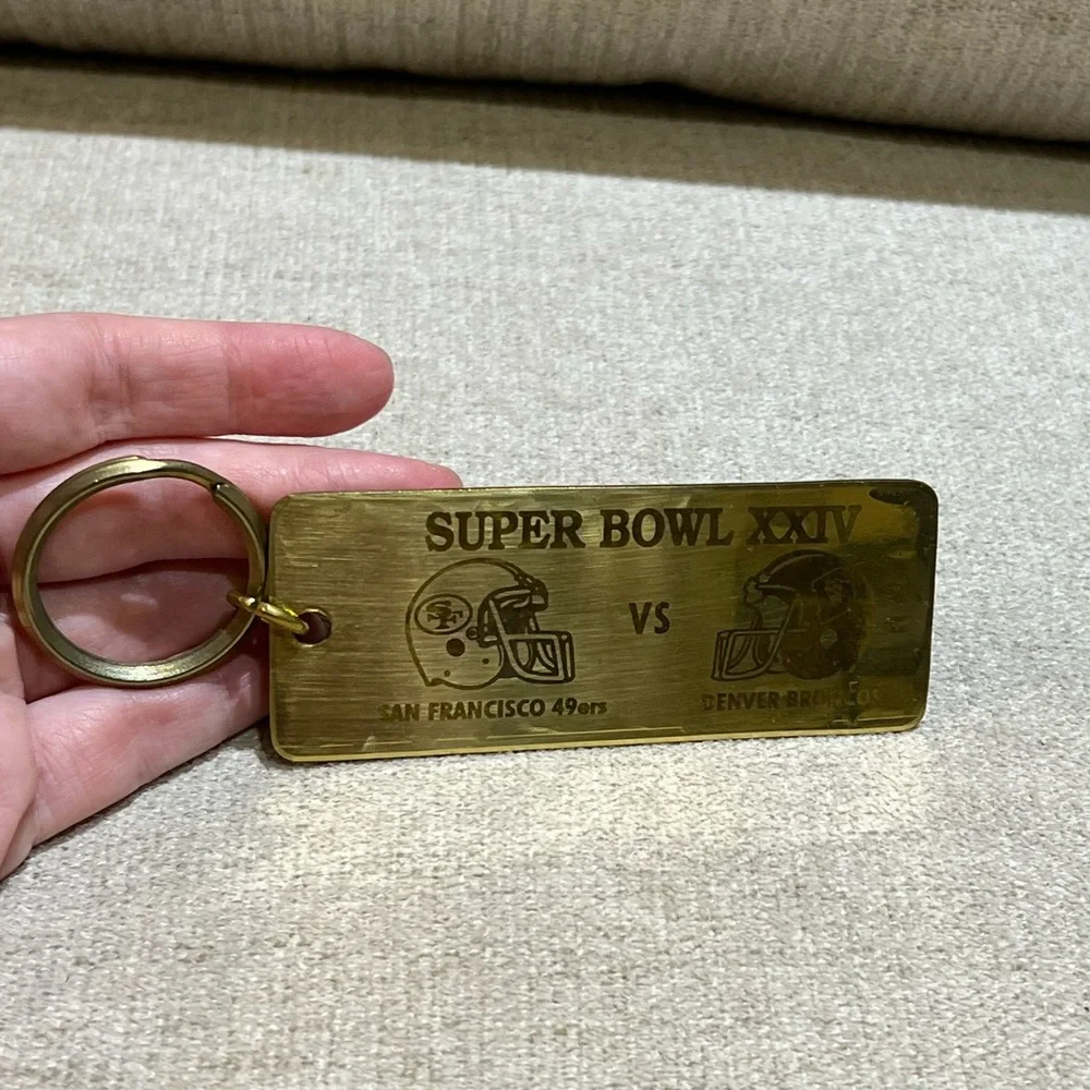 1990 Super Bowl XXVI Keychain 49ers vs Broncos